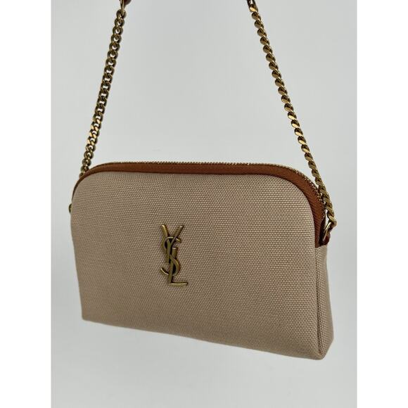 Saint Laurent Gaby Mini Crossbody Bag Brown Canvas (4) - Picture 11 of 16